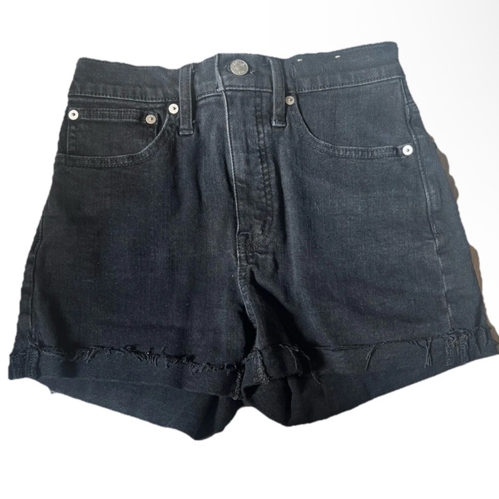 Madewell Denim Shorts Women’s Size 24 Black High Rise Jean Cuffed Stretch